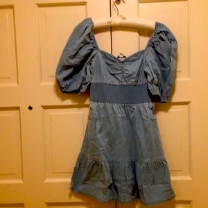Dress chambray blue puffy sleeves extra small